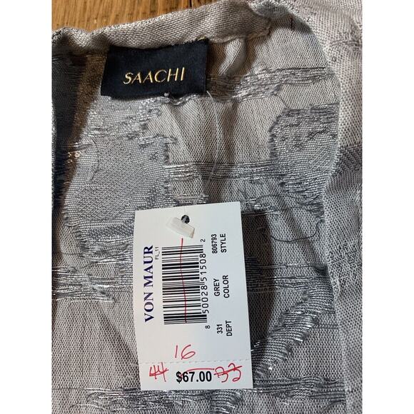 Saachi Animal Print Sparkle Kimono Ruana Handwoven Gray Taupe NWT! Reg $67 - Picture 3 of 8